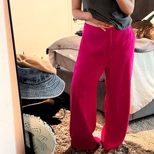 FLAWLESS Banana Republic bright pink wide leg trousers size 14